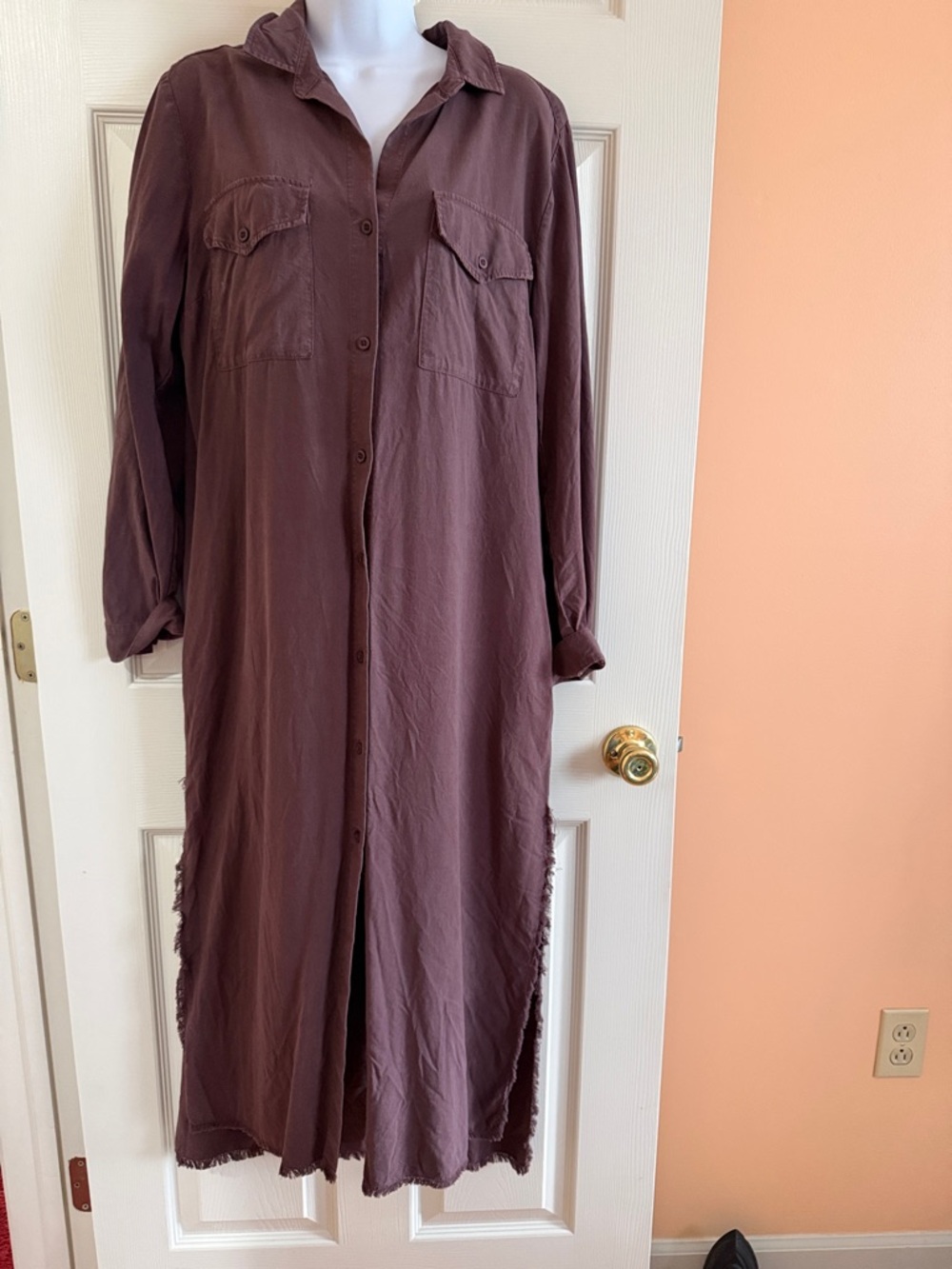 Cloth & Stone Button-Front Shirt Dress in Brown
